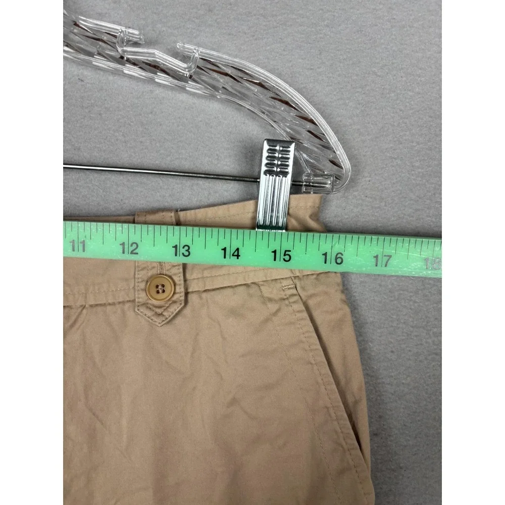Talbots Shorts Womens 8P Beige Twill Chino Roll Cuff Tab Hem Stretch Casual